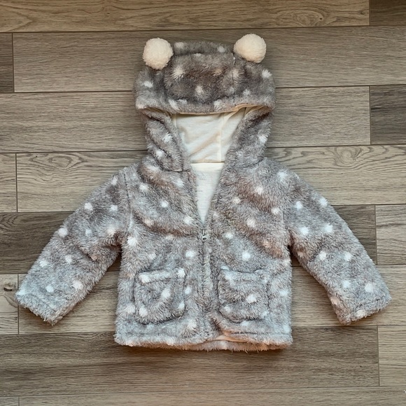 Childlike Wooden Polka Dot Pleated Long Sleeve Jacket